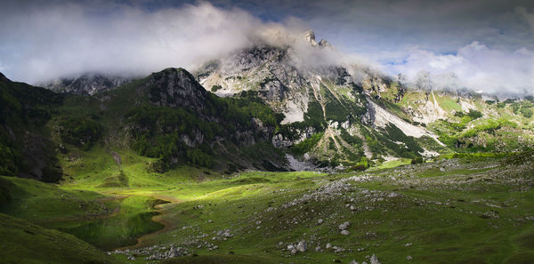 Scenic view of mountains against sky