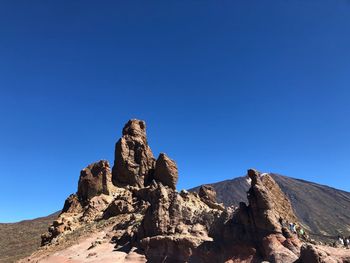 Low angle view of rock formation against sky