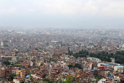 High angle view of townscape against sky