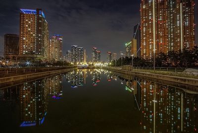 Illuminated city at night