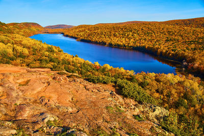 Scenic view of lake against sky