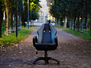 Empty bench in park