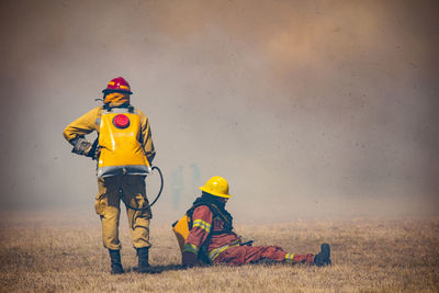 View of firefighter on field