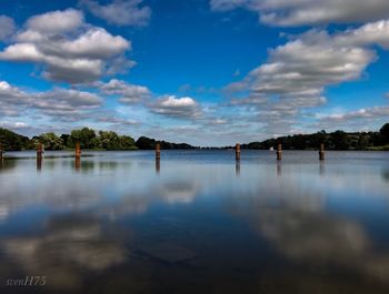 Scenic view of lake against sky