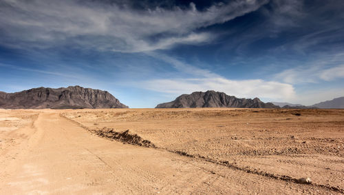 Desert with mountains. panorama of a desert in afghanistan with mountains in the background