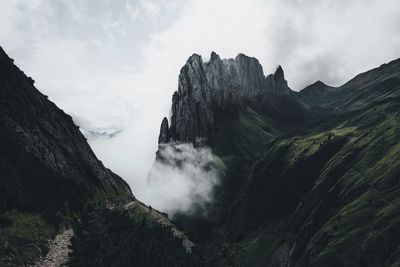 Panoramic view of mountains against sky