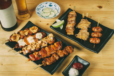 High angle view of food on table