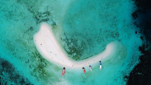 High angle view of people on beach