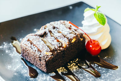 Close-up of cake in plate