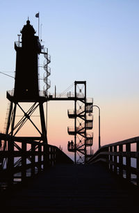 Silhouette of lighthouse against clear sky