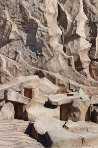 Low angle view of rock formations