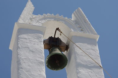 Low angle view of statue against temple against clear sky