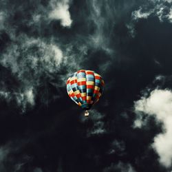 Low angle view of hot air balloon against sky