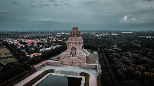 High angle view of buildings in city