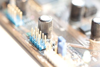 Close-up of computer chip on table