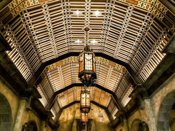 Low angle view of illuminated ceiling