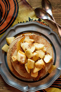 Close-up of pancakes in plate