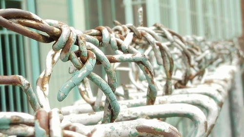 Close-up of rusty barbed wire