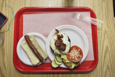 A tray of food.