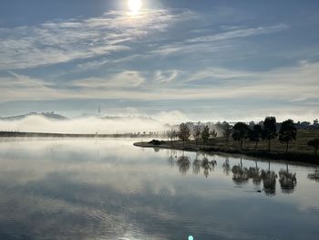 Scenic view of lake against sky