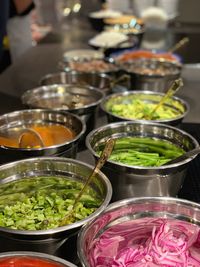 High angle view of vegetables in container