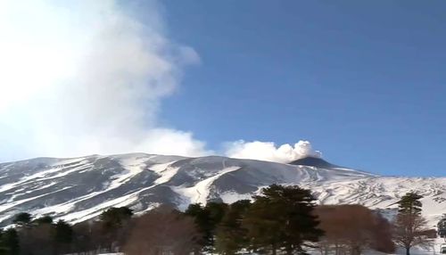 Low angle view of snowcapped mountains against sky