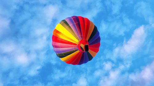 Low angle view of hot air balloon against sky