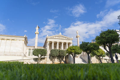 Front view of the academy of athens is greece's national academy.