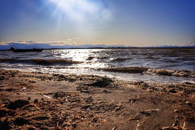 Scenic view of sea against sky during sunset