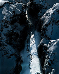 Close-up of snow covered mountain against sky