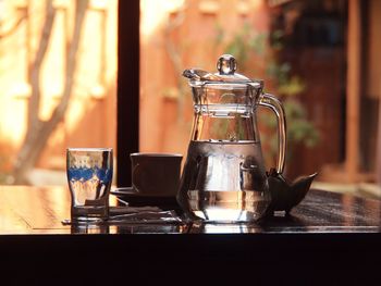 Close-up of coffee cup on table