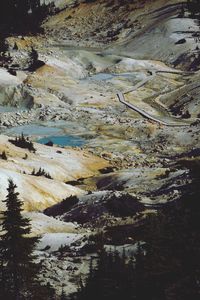 High angle view of river amidst trees