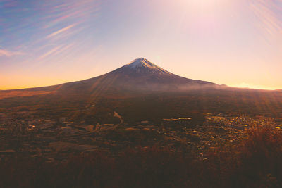 Scenic view of landscape against sky during sunset