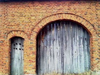 Closed door of old building