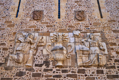 Low angle view of carving on temple