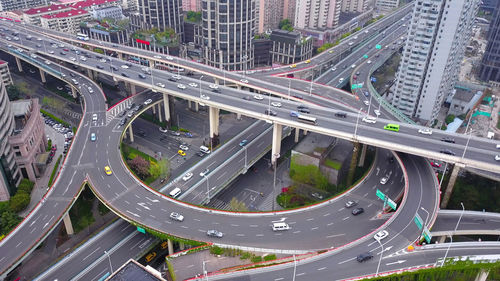 High angle view of elevated road in city