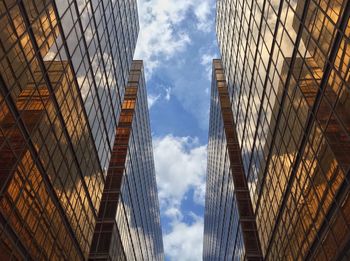 Low angle view of modern building against sky