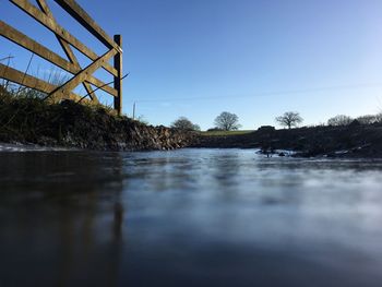 Scenic view of river against clear sky