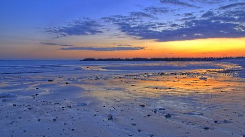 Scenic view of sea at sunset