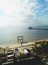 High angle view of calm sea against the sky