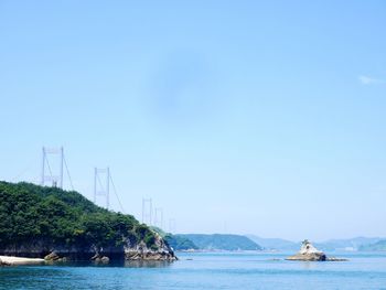 Scenic view of bay against sky