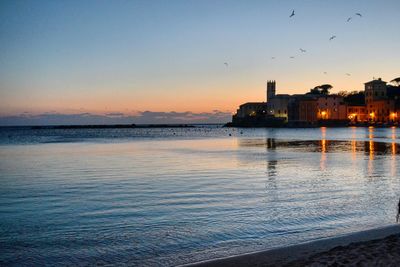 View of sea against sky during sunset