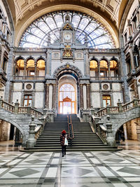 Inside of historic train station in antwerp