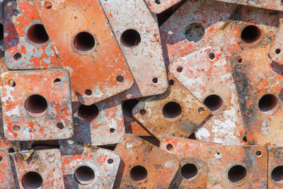 Full frame shot of rusty metal pipes