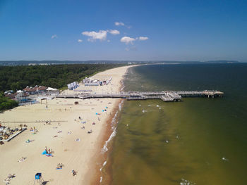 High angle view of beach against sky