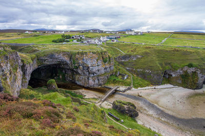 Scenic view of landscape against cloudy sky