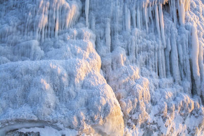 Aerial view of frozen waterfall