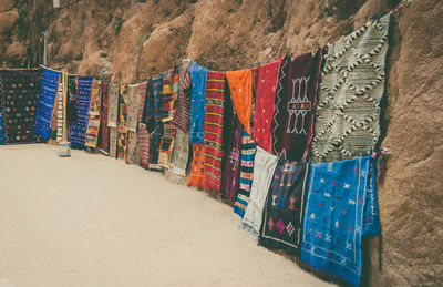Multi colored rugs on a bazaar