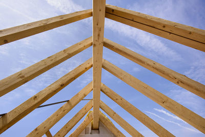 Structure of wooden planks on roof