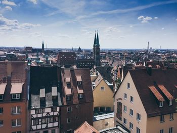 High angle view of townscape against sky